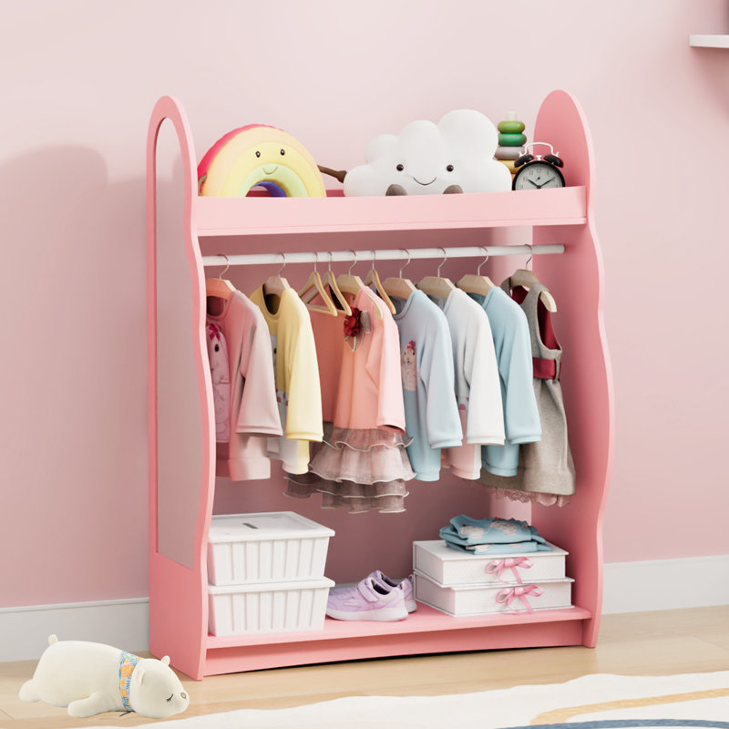 0 Door Manufactured Wood Wardrobe, Pink