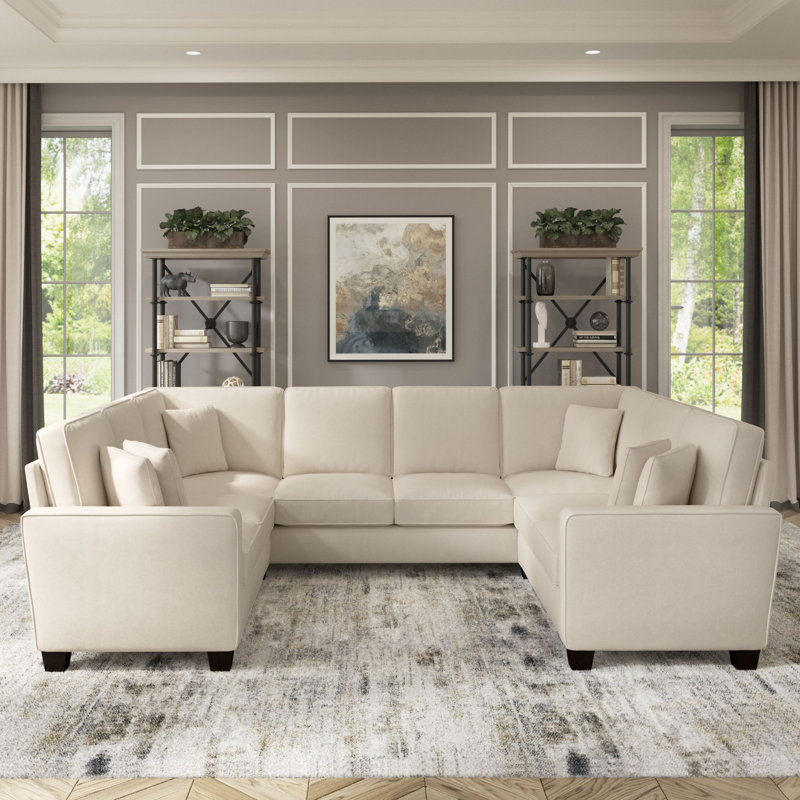 Alitza Upholstered U-Shaped Sectional Symmetrical, Cream, 36" H x 113" W x 87" D
