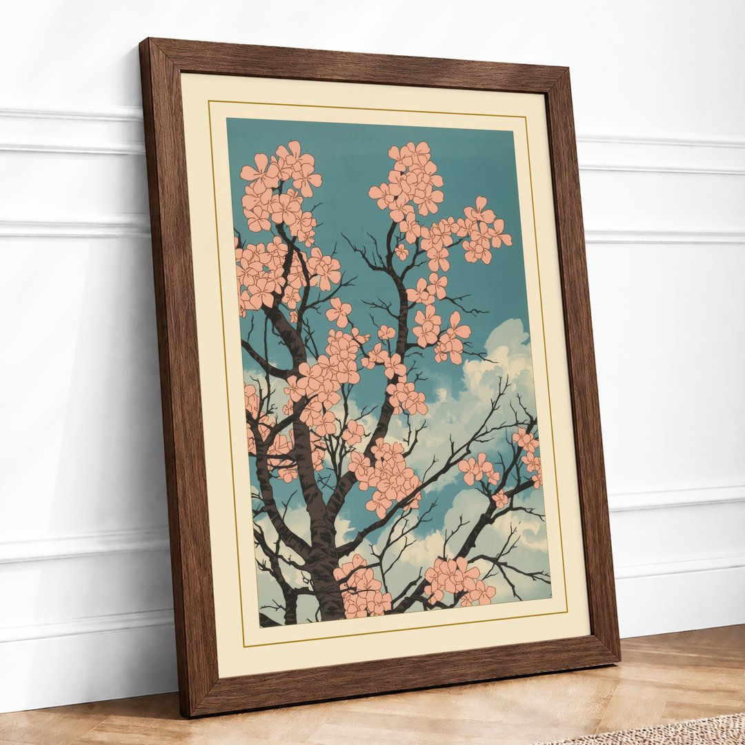 Moonlit Cherry Blossom Japandi - Framed Print
