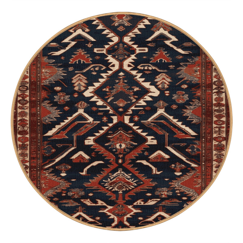Tapis brun lavable à la machine, Rond 7 pi