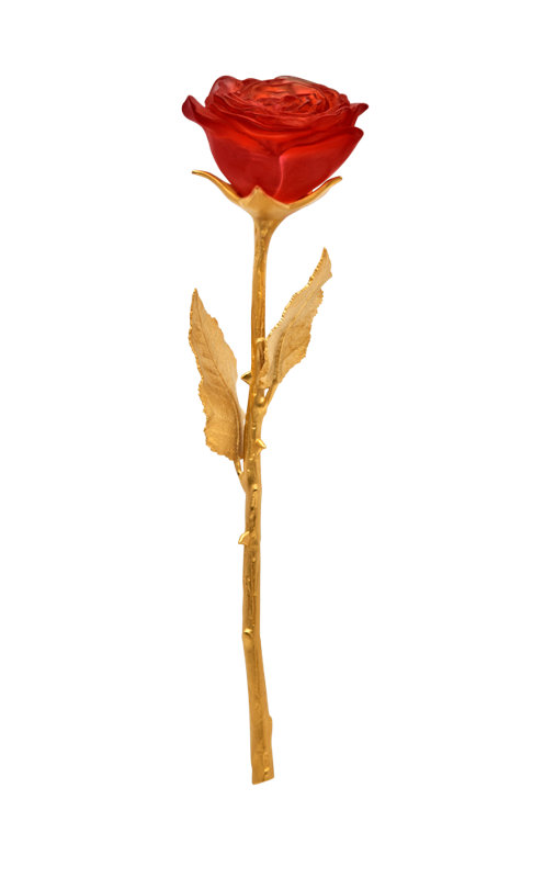 Eternal Rose Sculpture, Red/Gold