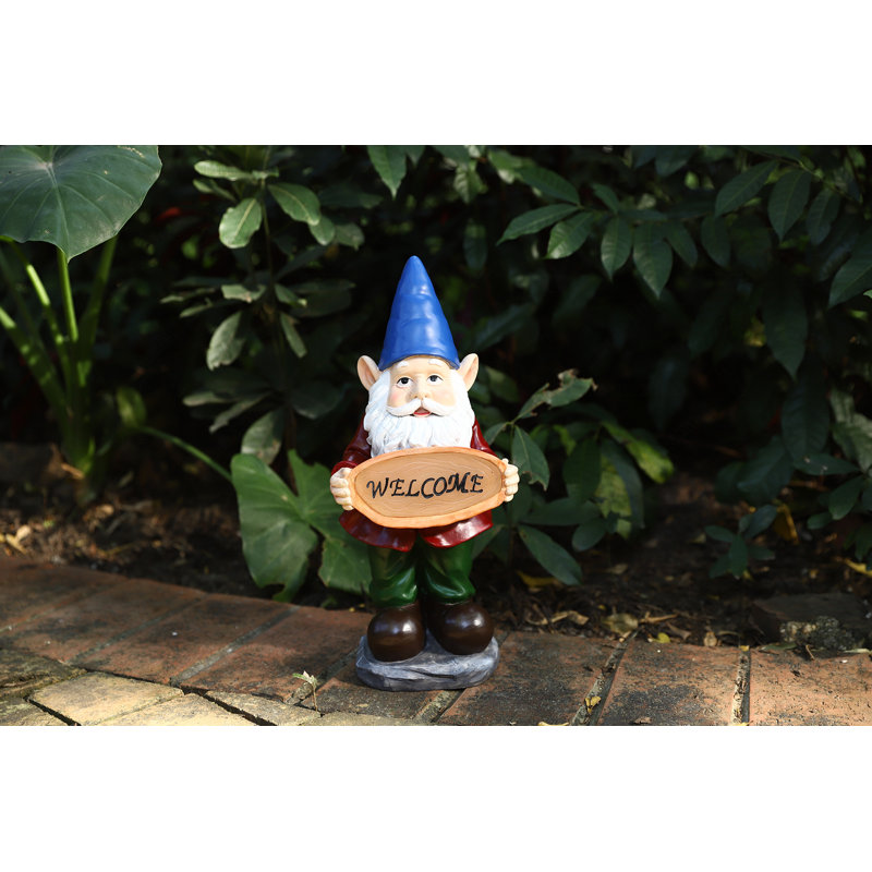 Statue nain de jardin d'extérieur avec projecteur Trinx