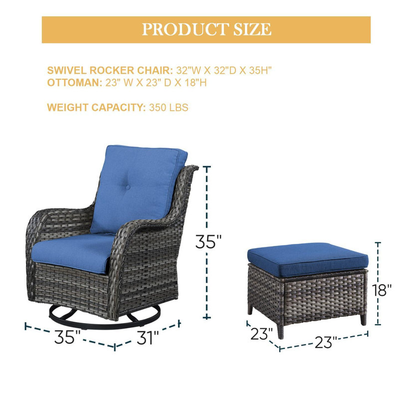 Chaise d'extérieur Elga, Bleu, Gris