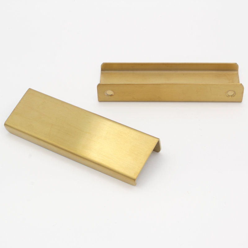 Brushed Gold Stainless Steel Modern Finger Pull Handle
