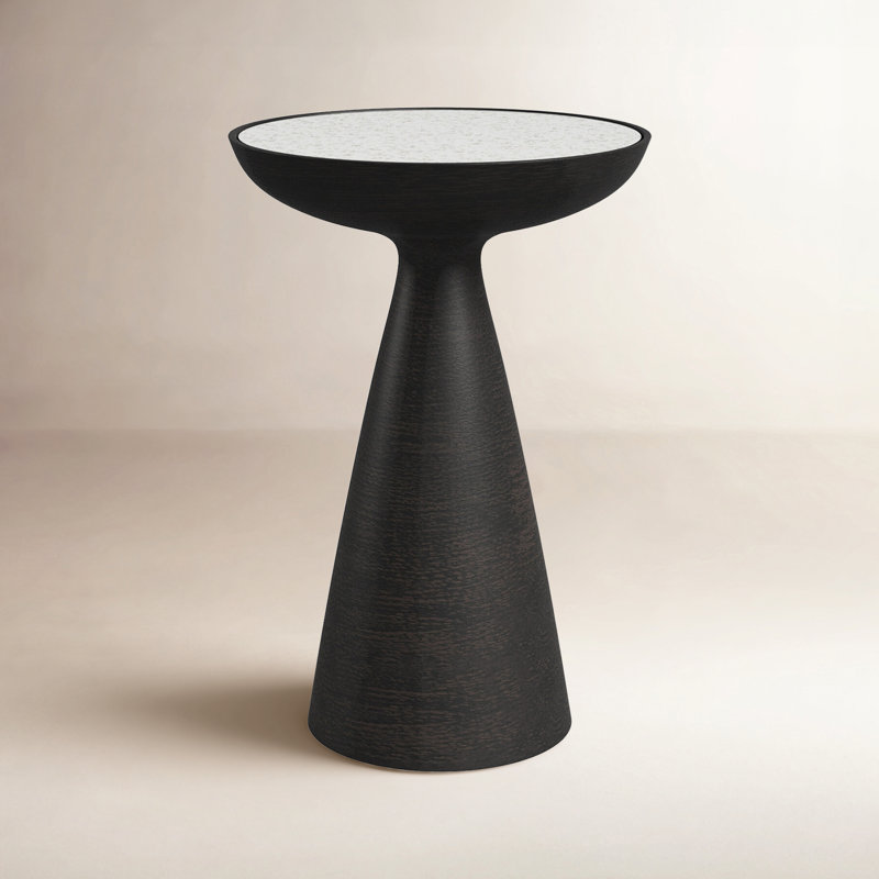 Marlow End Table, Ash Glass, Brushed Bronze
