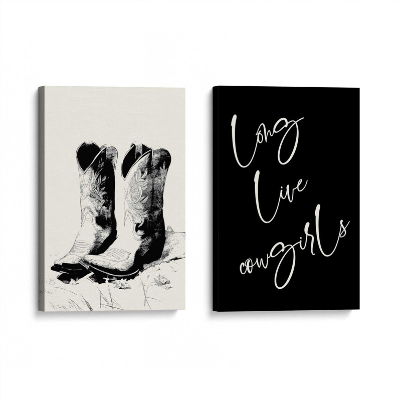 Vive l'ensemble de 2 Cowgirls, Toile tendue, H 13 po x l 40 po