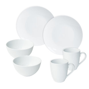 Piece Porcelain China Dinnerware Set - Service for 2 (Set of 6)
