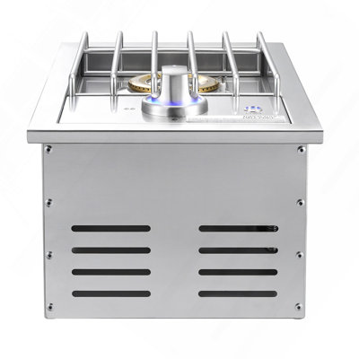 Single Drop-in Outdoor Grilling Side Burner, 17,000 BTU Dual Fuel Propane & Natural Gas