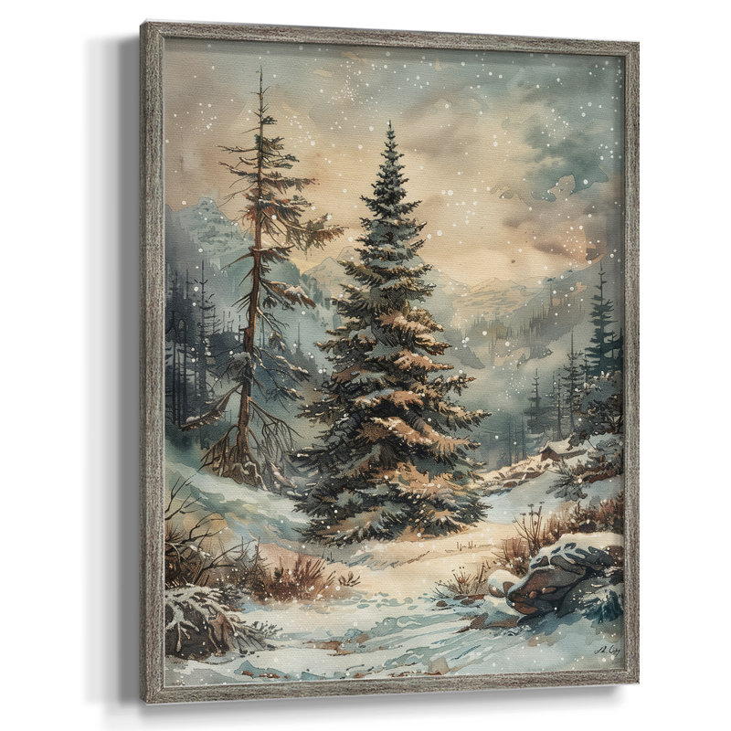 «Christmas Holiday» DCXXXV, reproduction d'art encadrée - bois massif, H 21 po x l 17 po