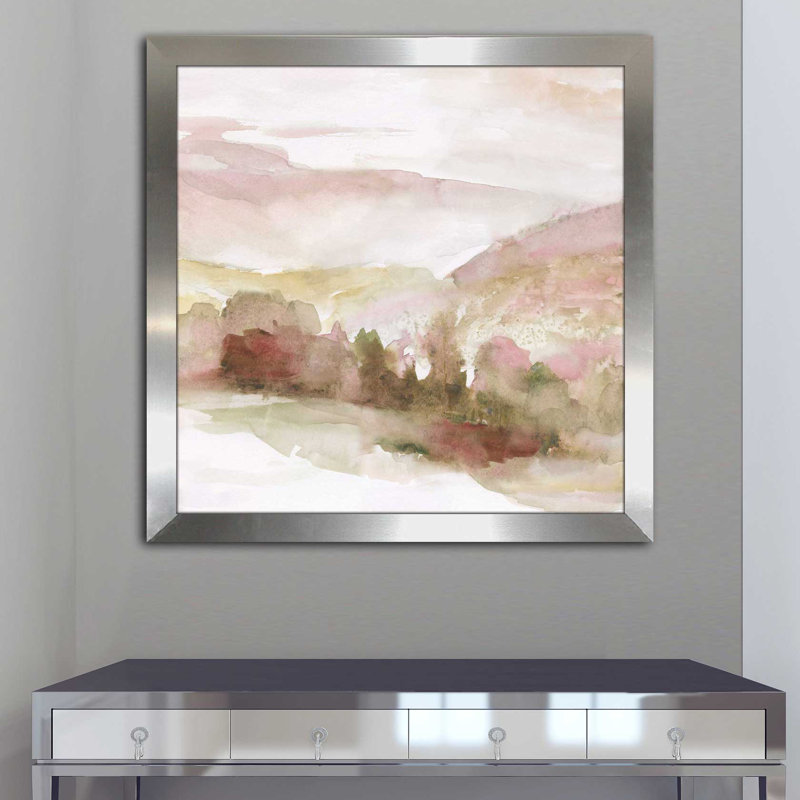«Windscape II», reproduction de peinture à l'aquarelle, H 25,5 po x l 25,5 po x P 1 po, Encadrement argenté