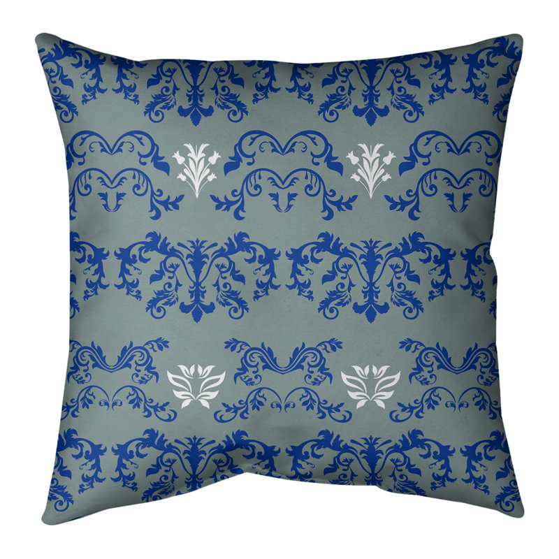 Housse de coussin carré Dallas Dallas, Gris foncé / bleu / blanc, 14 po x 14 po, Polyester filé
