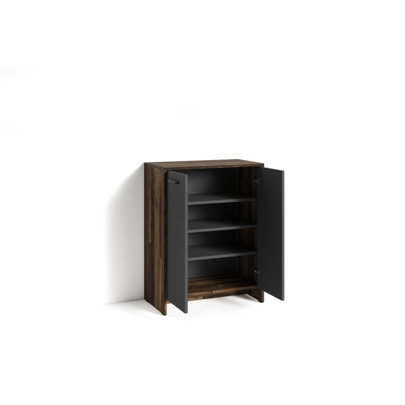 Quimby 12 Pair Shoe Storage Cabinet, Dark Brown