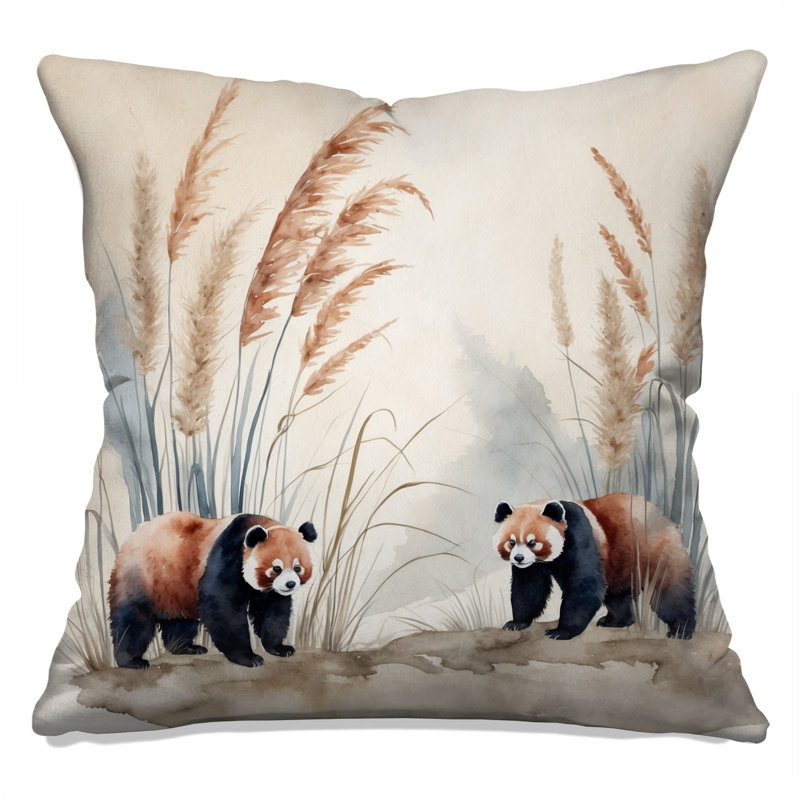 Coussins décoratifs Red Panda Illustration, 14 X 14 pouces