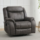 38.9" Wide Faux Leather Swivel Recliner Chair With Massage And Heating