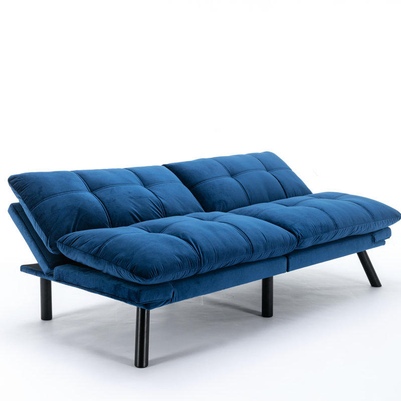 Lit rembourré bleu marine, avec dossier réglable et accoudoirs pour la détente Lit convertible 2 places, siège mi-ferme, moderne