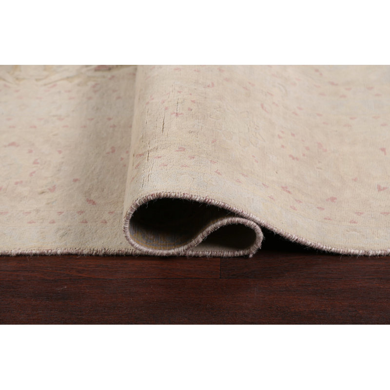 Tapis unique en laine noué à la main beige des années 1960
