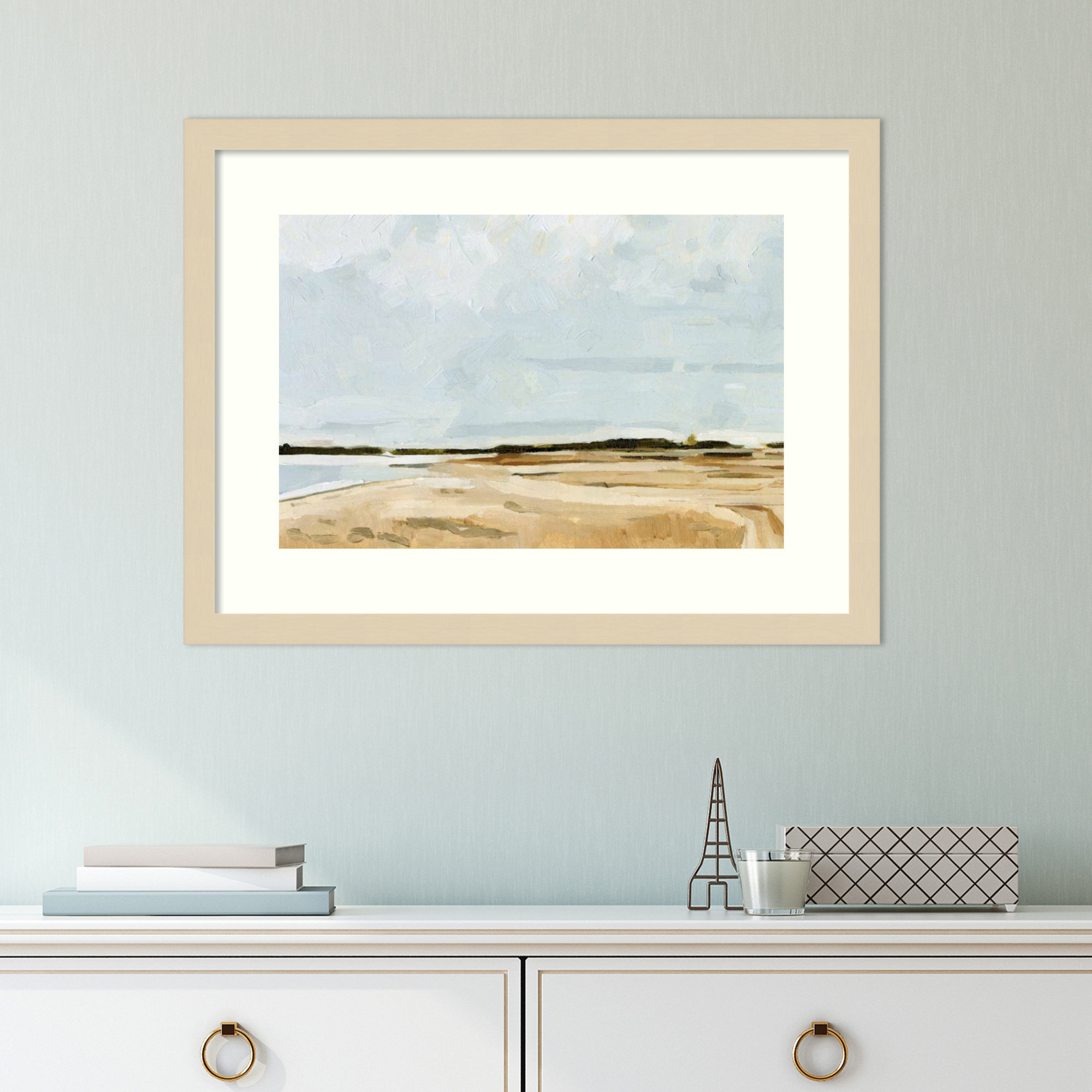 Quiet Coast I by Emma Caroline, 15" H x 20" W, Natural Framed Paper
