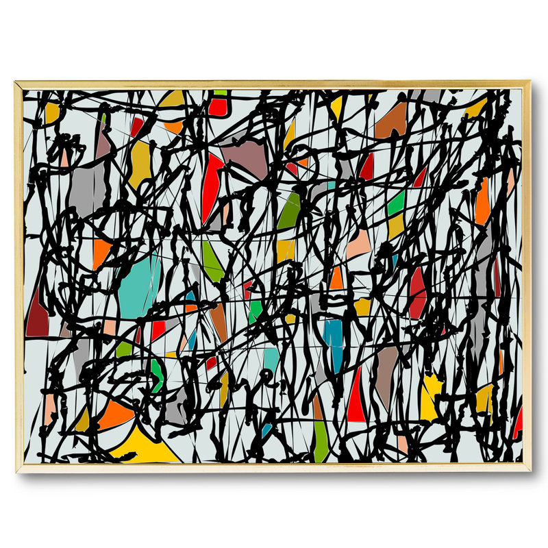 Pollock Wink Print by Angel Estevez, Gold Floater Framed Canvas, No Mat, 47" H x 62" W x 2" D