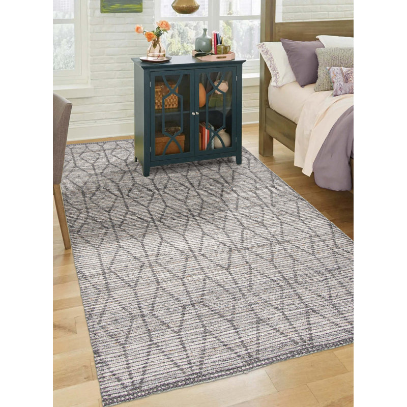Tapis unique rectangulaire gris de 5 pi 3 po x 7 pi 3 po Helouisa