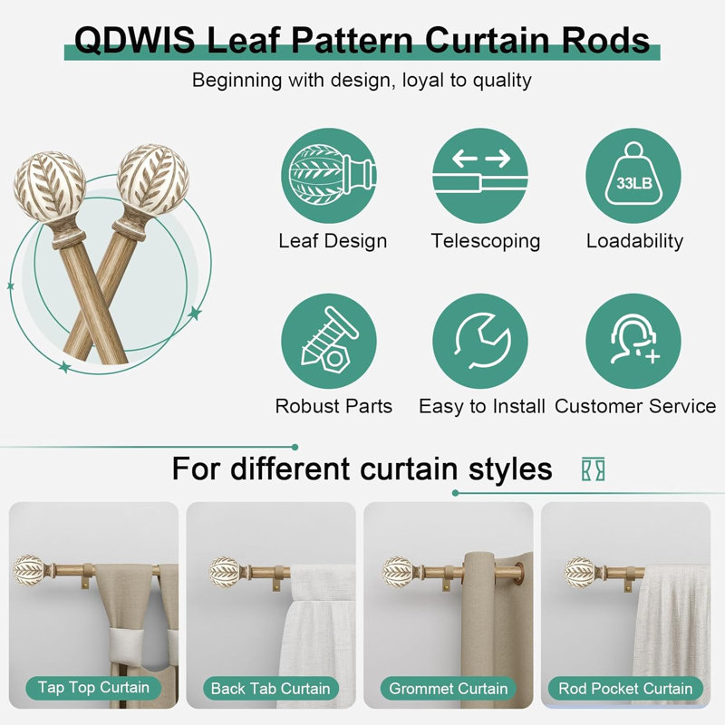 Boho Wood Curtain Rods