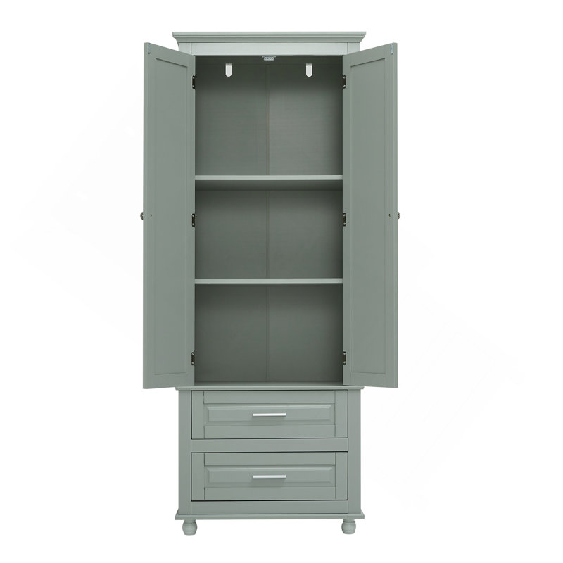 Grande armoire de rangement avec deux tiroirs pour la salle de bain / bureau, Gris