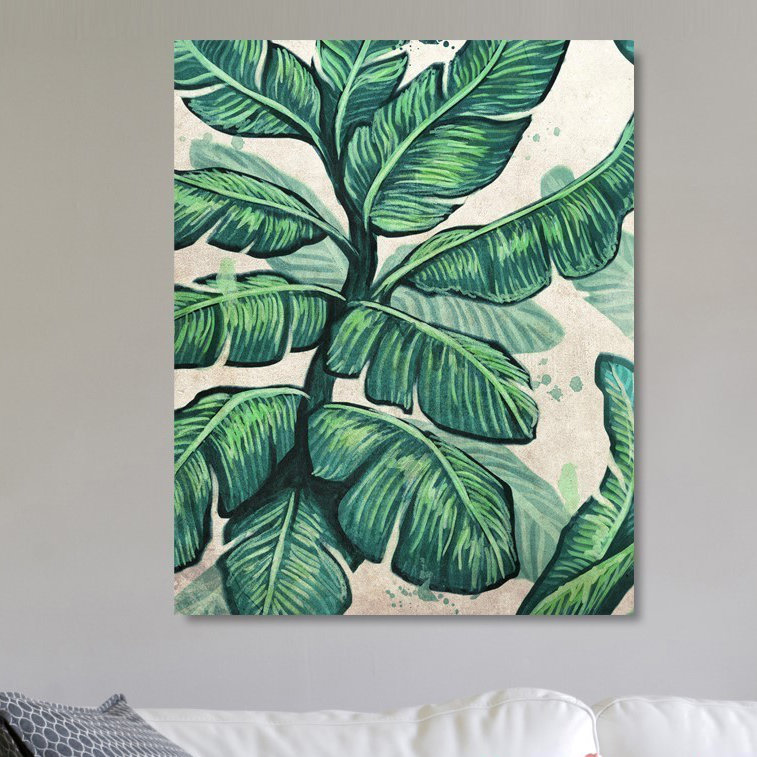 Feuilles de bananier - Reproduction d'art sur toile tendue, H 45 po x l 36 po