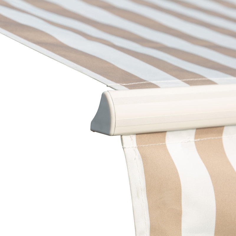 Outsunny 13' X 8' Retractable Awning, 59" H x 155.5" W x 96.5" D, Brown/Beige Striped