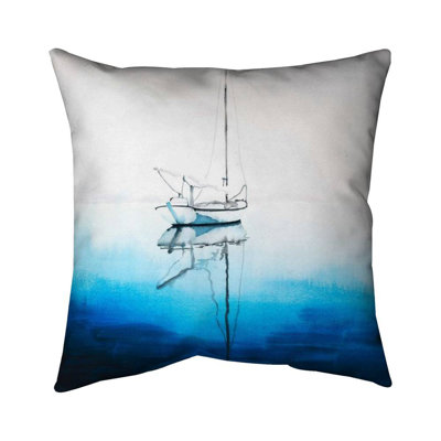 White Boat on Deep Blue Water - Scenic Poly Twill Throw Decor