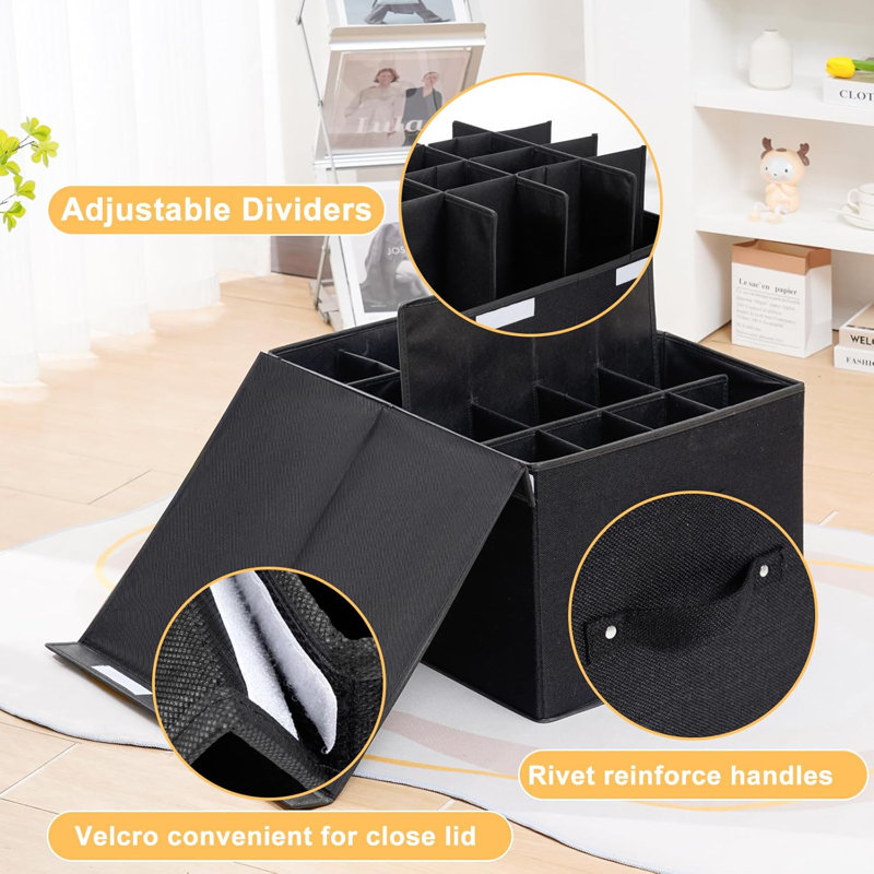 2-pack Stackable Shoe Storage Boxes Black