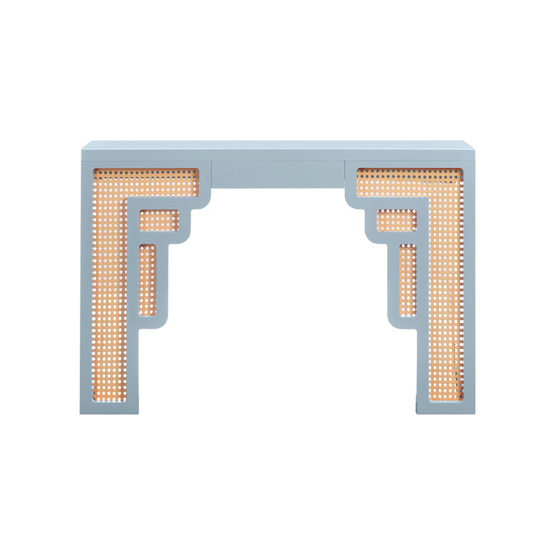 Elisabetta Rattan Console Table, Pastel Blue