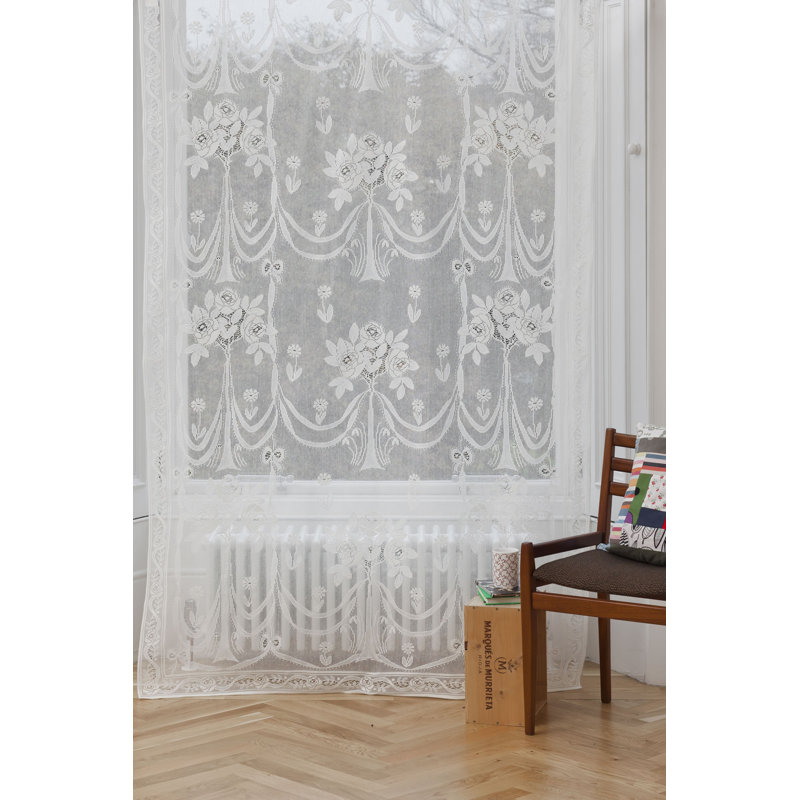 Callahan Cotton Blend Sheer Single Curtain Panel, 137 W x 160 D cm, Natural White