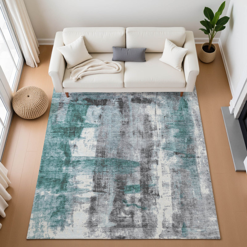 Premium Machine Washable Mouton Abstract Rug, Rectangle 3' x 5'