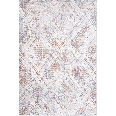 Beige Geometric Area Rug - Non-Shedding, For Living Room And Eat-In Kitchen Study