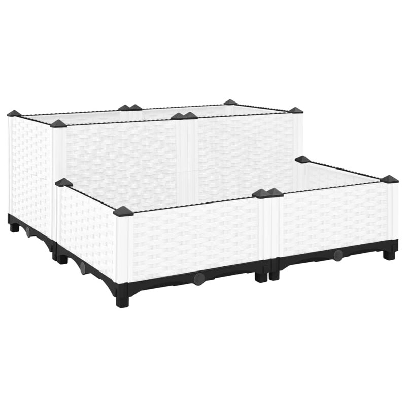 vidaXL Planter Raised Flower Bed with Rattan Look Plant Box Polypropylene