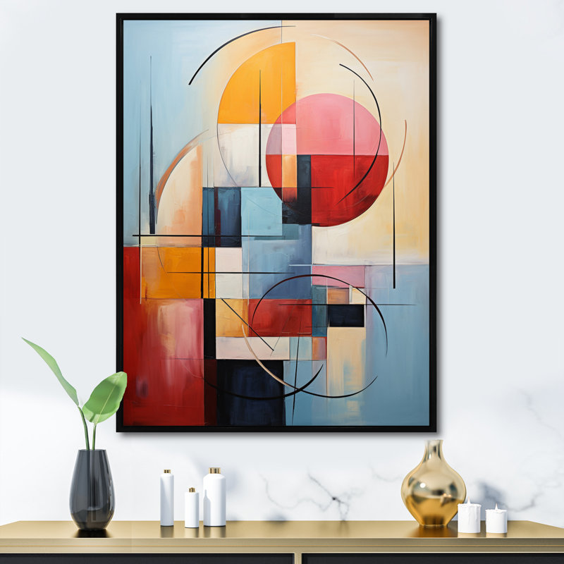 Abstraction géométrique mise au point IV - impression, H 32 po x l 24 po x P 1 po, Cadre flottant noir