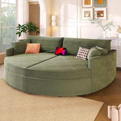Oversized Double Chaise Lounge Sofa Bed With Deep Seat And USB Ports, Ideal For Relaxing And Socializing In The Living Room