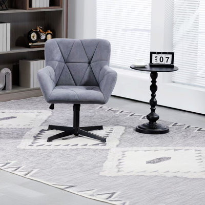 Modern Desk ChairOffice Chair No Wheels Comfy Computer Task Chair Upholstered Accent Arm Chair