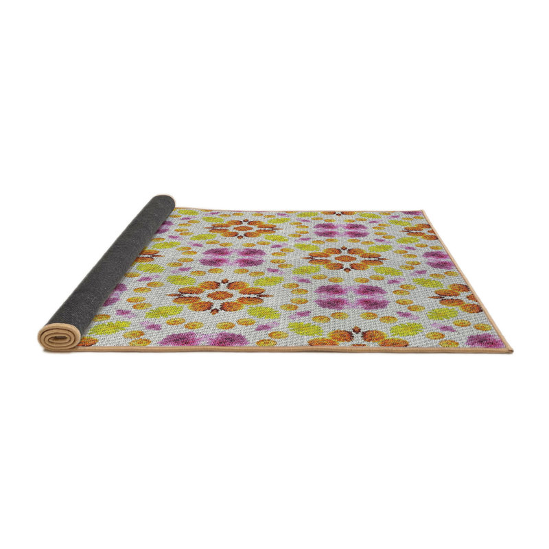 Tapis rose/brun tissé à la machine, Rond 6 pi