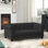Élégant lit pour animaux de compagnie rectangulaire pour petits et moyens chiens, canapé-lit surélevé durable, canapé pour chien confortable, canapé pour chien en lin moderne et tendance - noir