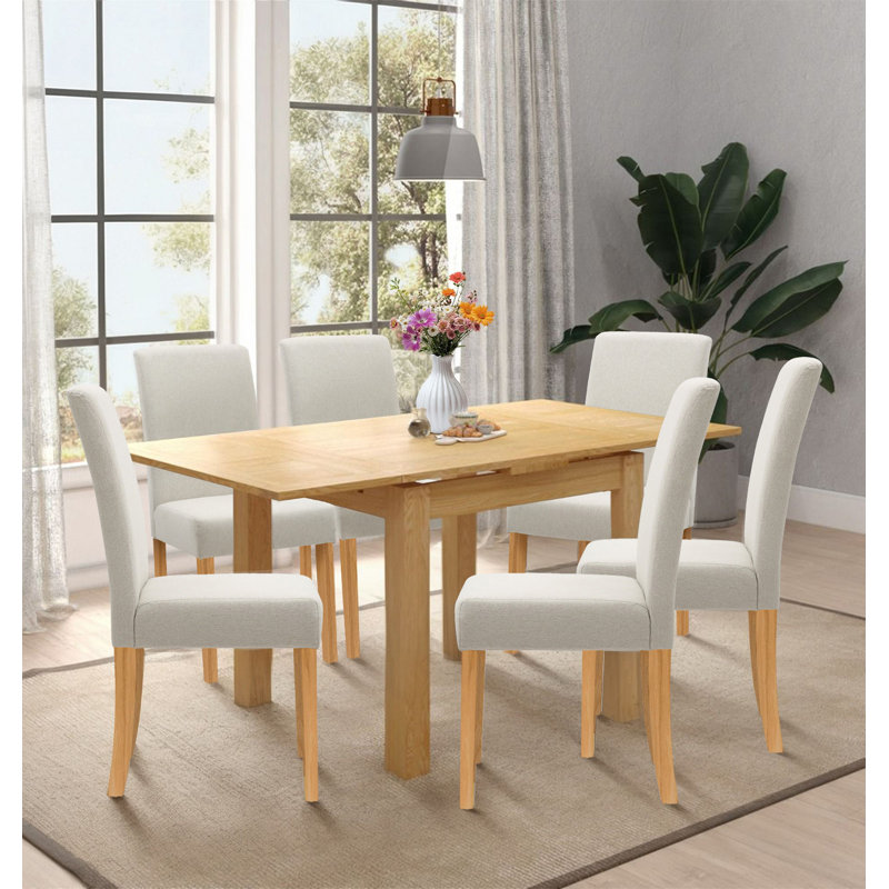 Hatcher 6 - Person Solid Oak Dining Set, Beige