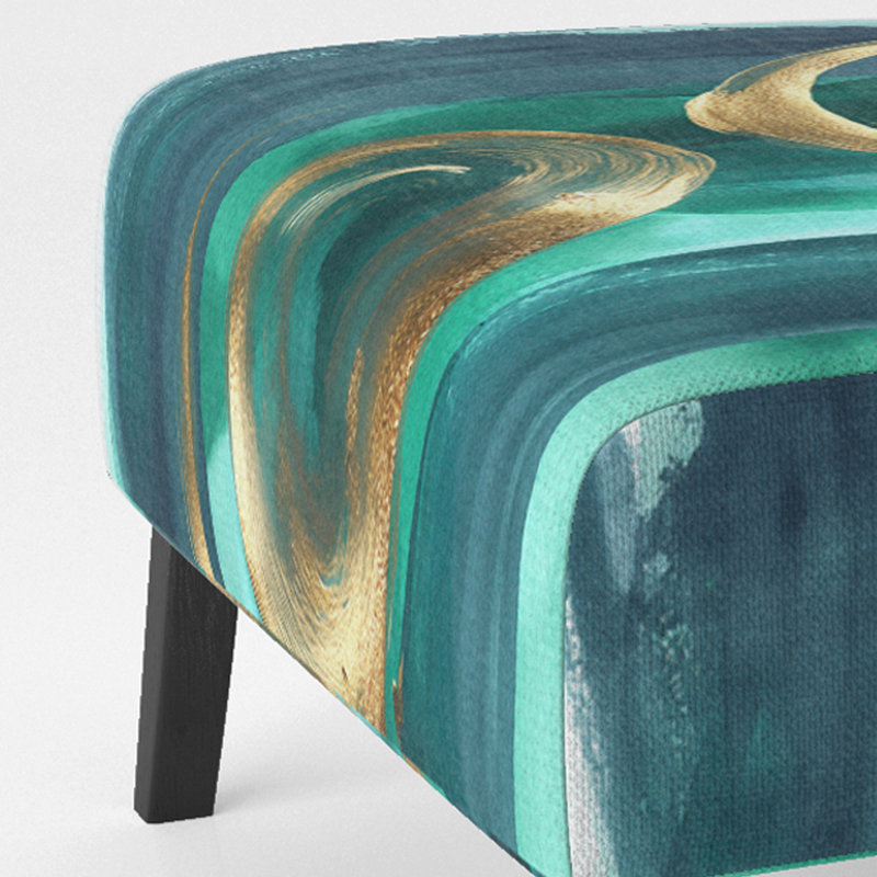 Fauteuil de chambre rembourré Glam Mettalic II, Mélange de polyester turquoise