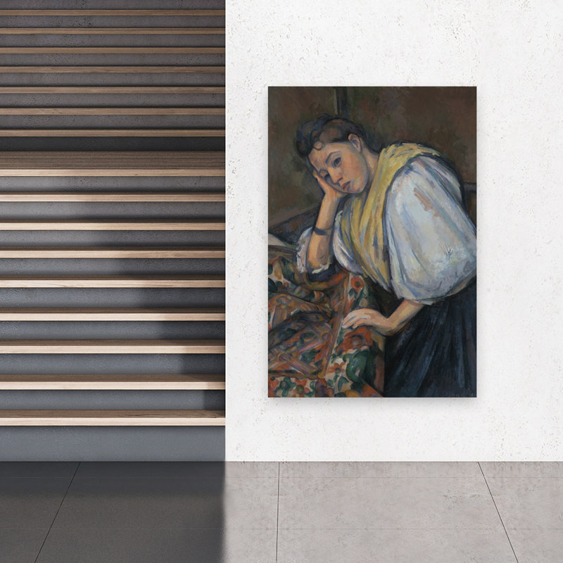 Jeune Italienne à table, vers 1895-1900. Estampe d'art mural contemporaine., H 60 po x l 40 po