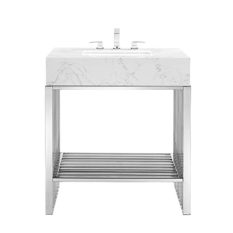 Modway Gridiron 30" Bathroom Vanity, Silver