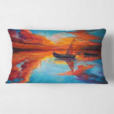Housse et insert de coussin rectangulaire Little Boat Pendant Warm Sunset