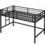 Lit mezzanine simple en métal noir avec garde-corps, un pour l'escalade rapide et des passe-temps de rangement faciles un espace adéquat