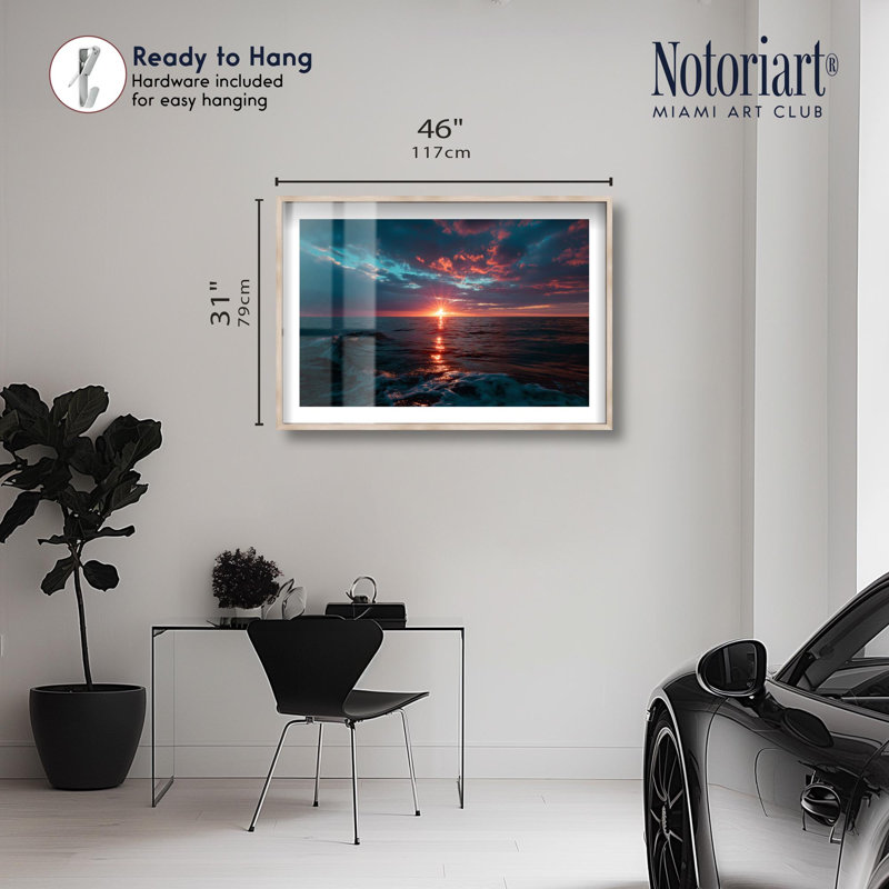 Décoration murale soirée ombre III «Sunset Echoes III» par Notoriart, cadre blond, 46 x 31, H 31 po x l 46 po, Cadre blond