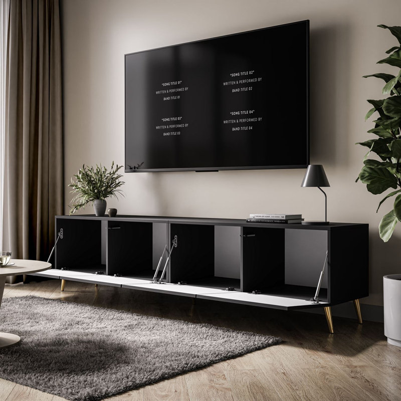 Unfinished TV Stand for TVs up to 58", Black/Gold