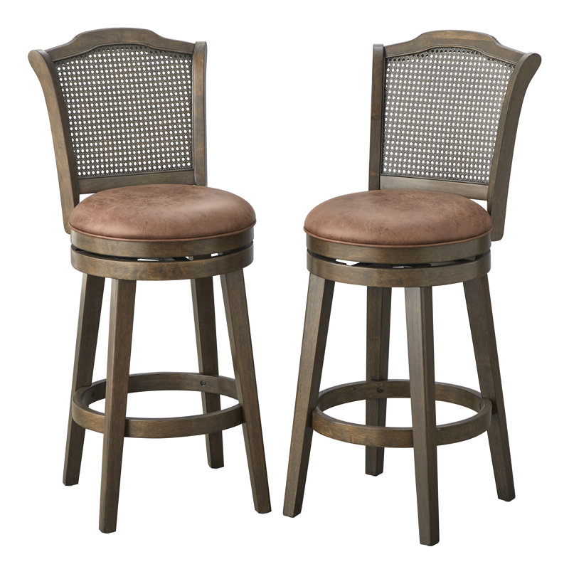 30" Tillman Solid Wood and Cane Swivel Barstool (set of 2)