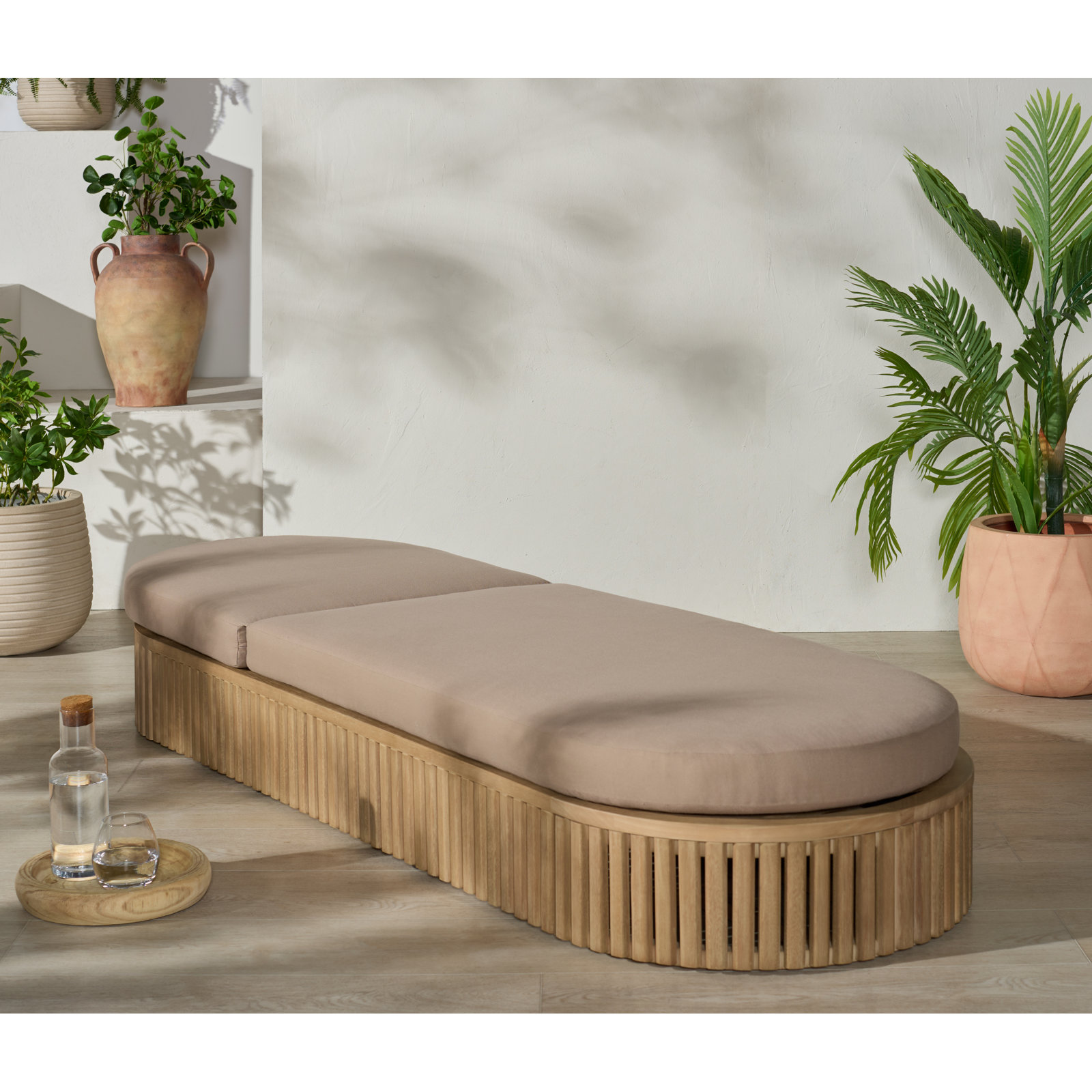 Shorsey 28" Eucalyptus Patio Chaise Lounge
