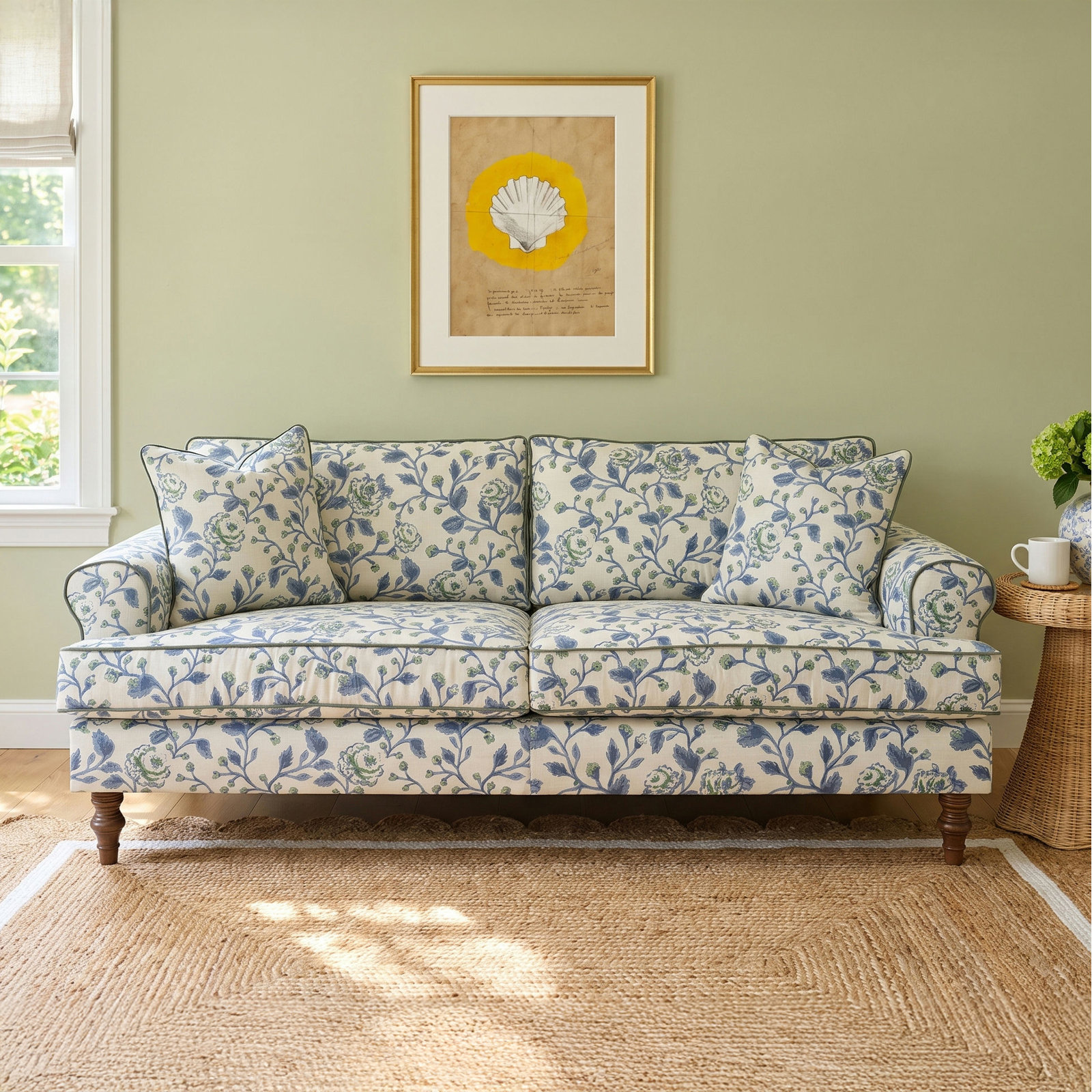 Erin & Ben Co. 87" Sofa, Blue/Beige/Green